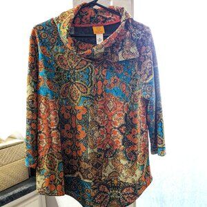 Ruby Rd. Asymmetrical Hem Split Cowl Neck